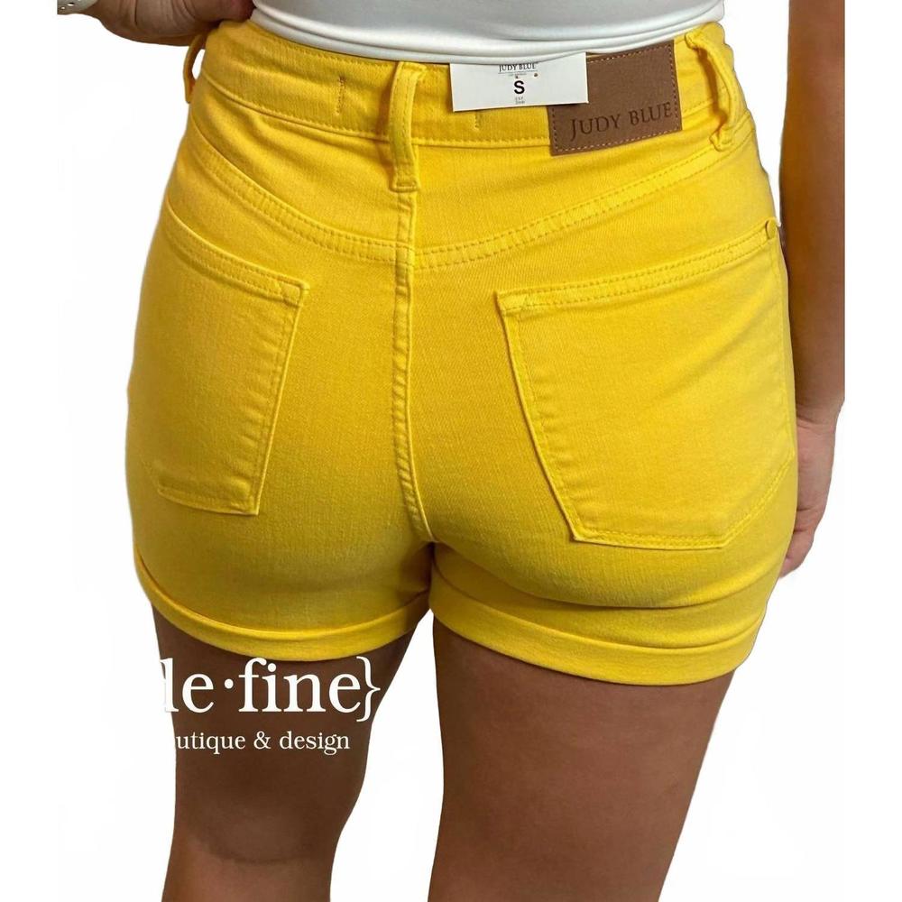 NEW JUDY BLUE tummy control shorts in regular & curvy in yellow - Picture 2 of 2